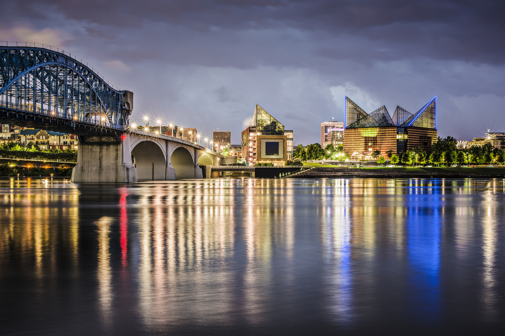 Tennessee Aquarium in Chattanooga across bridge